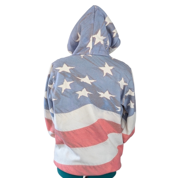 American Flag Fleece Lined Hooded Sweatshirt - Picture 4 of 11